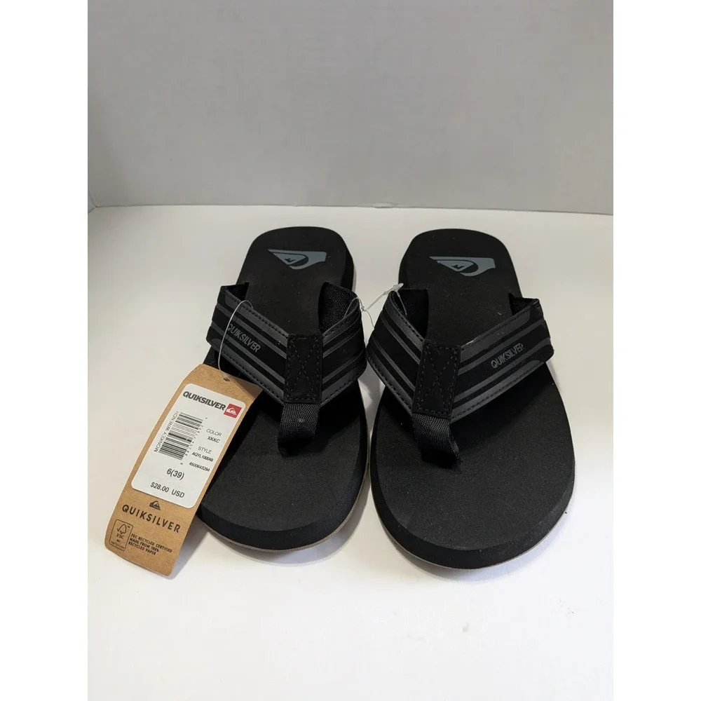 Quiksilver Monkey Wrench Mens Sandals Black Flip Flops AQYL100048 Size 6 NEW